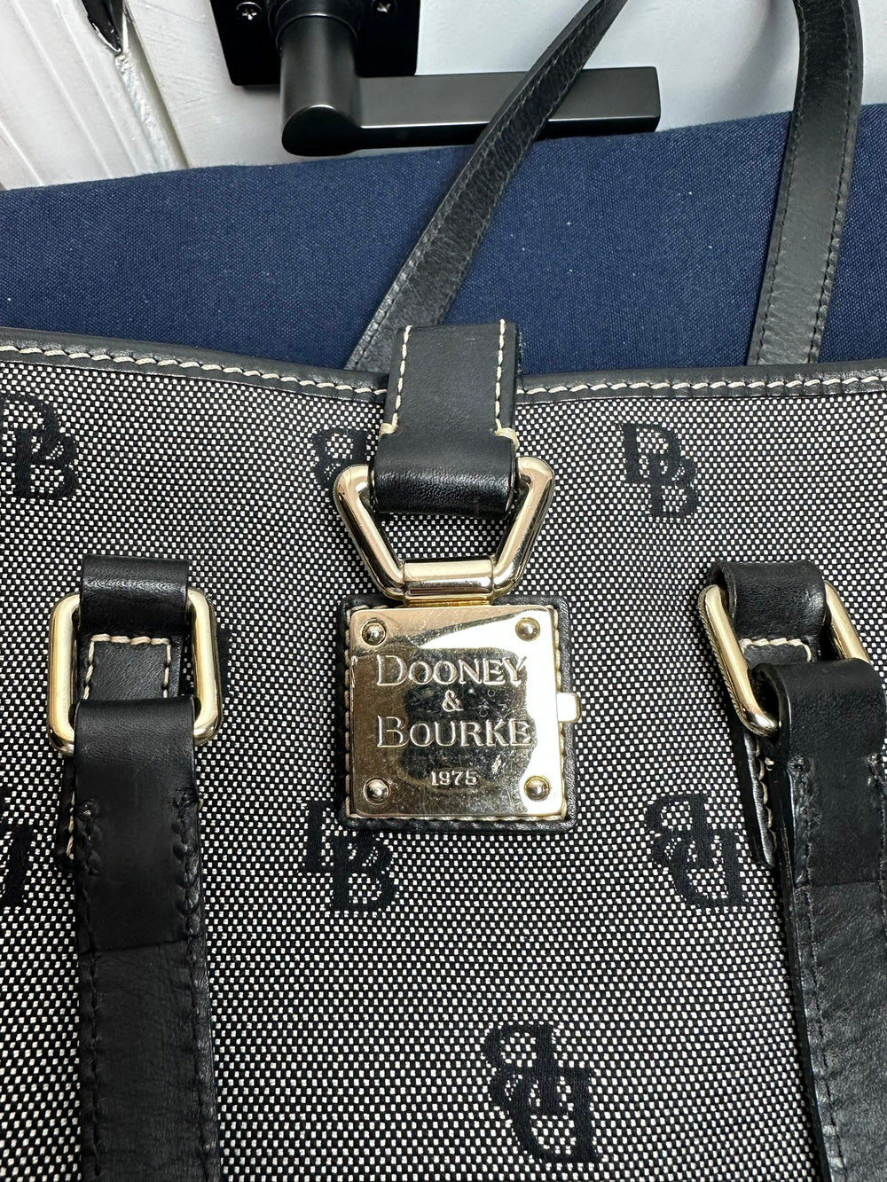 Dooney & Bourke | Vintage Canvas Leather Trim North South Bucket Bag - Picture 3 of 9